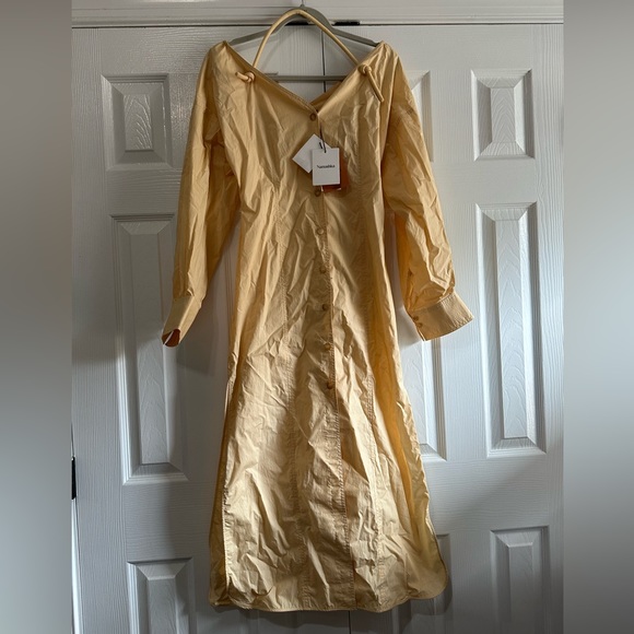 Nanushka off‎ the shoulder halterneck Poplin Midi Dress - Picture 7 of 8